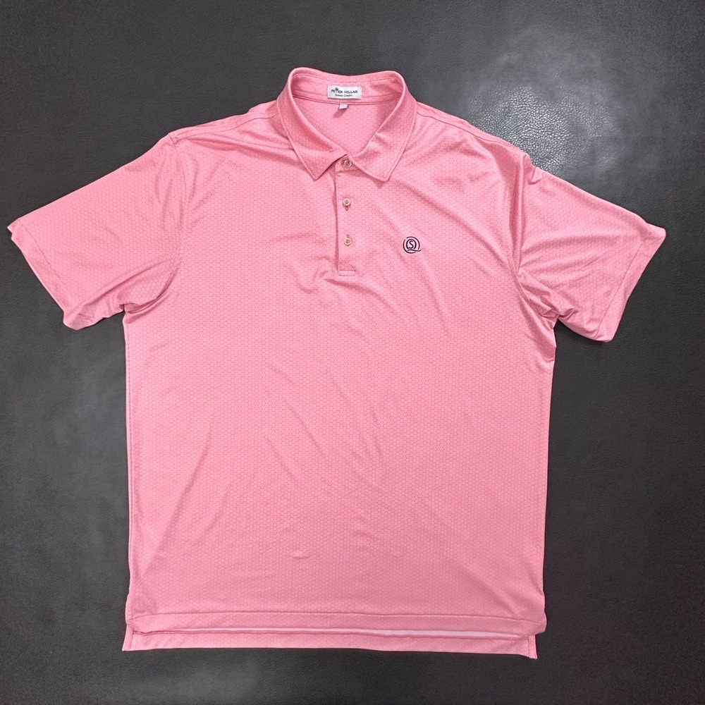 Peter Millar Summer Comfort Shirt Mens XL Pink Premium Golf Polo AOP Stretch